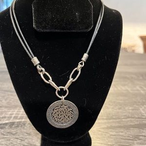 16” - 18” Silpada silver and leather necklace